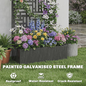 Galvanized Raised Garden Bed with Trellis, 180cm Tall Metal Flower Planter with Privacy Screen and Drainage Holes