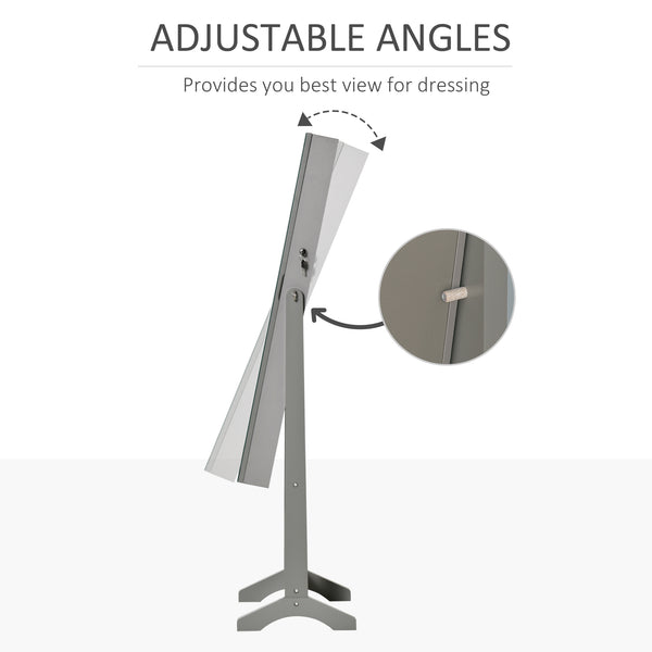 Lockable jewelry cabinet with LED lighting, standing mirror, gray