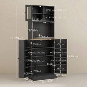 169 cm high kitchen cabinet with adjustable shelves, black