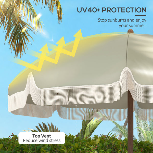 6.2-foot beach umbrella, dark beige