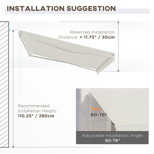 12'x10' Electric Retractable Awning, UV Protection Sun Shade Shelter w/ Remote Controller for Deck Balcony Yard, Cream