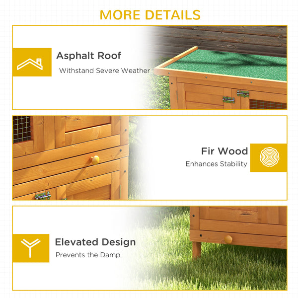 2-level wooden hutch with pull-out tray and opening lid