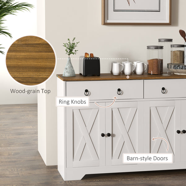 Sideboard with 2 drawers, 4 sliding doors and 2 adjustable shelves, white.