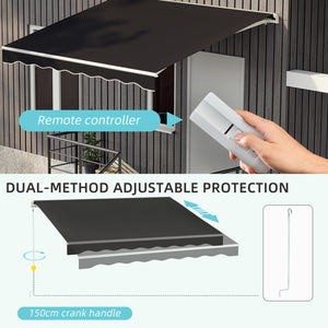 9.8 x 8.2 ft retractable electric awning, black