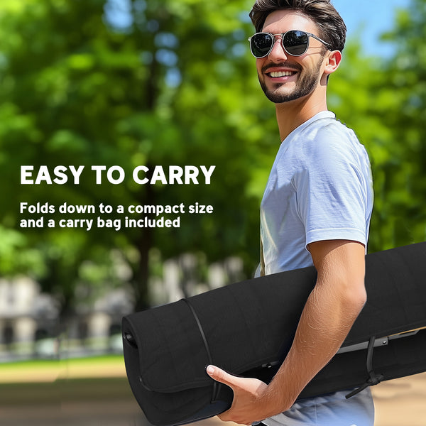 Set of 2 Camping Chairs with Padded Seat and Bag, High Back Outdoor Recliner, Black