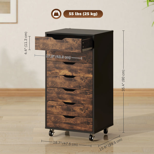 7-Drawer Vertical Filing Cabinet for Home Office, 47 x 39 x 90 cm, Rustic Brown