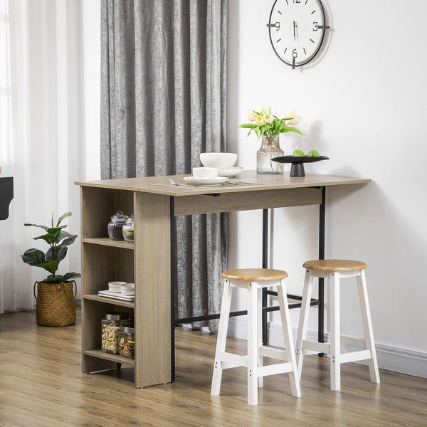 Extendable bar table with adjustable storage shelf, light grey