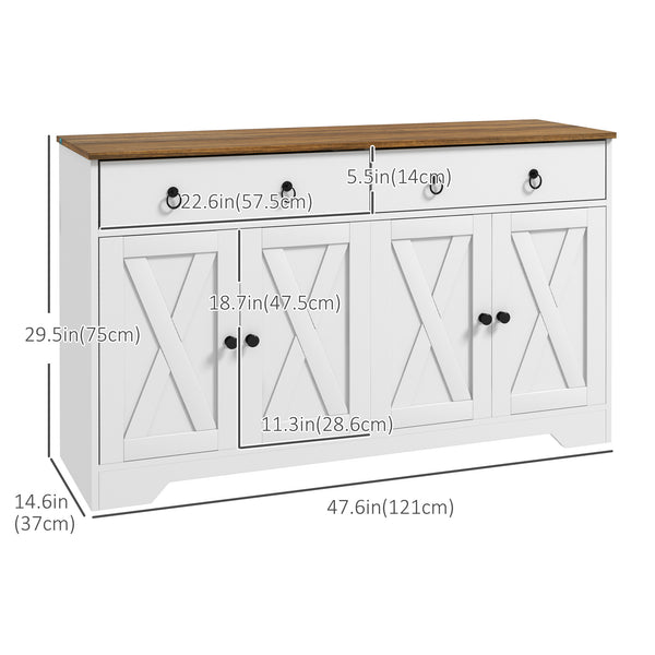 Sideboard with 2 drawers, 4 sliding doors and 2 adjustable shelves, white.