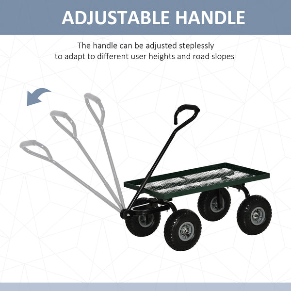 Heavy-duty garden cart with 10-inch wheels, black