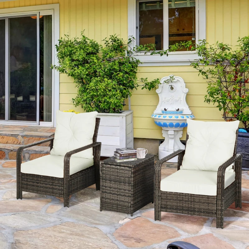 3-piece garden furniture set in woven resin, beige