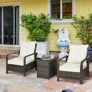 3-piece garden furniture set in woven resin, beige