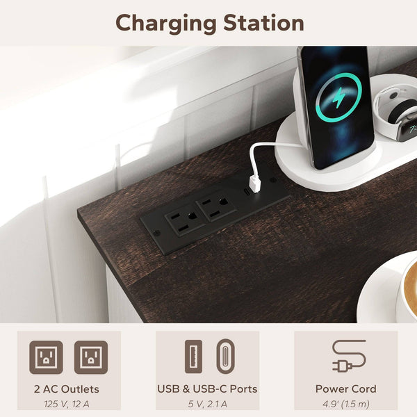 55" Country Style Sideboard with Top, 4 Barn Doors, 2 Drawers and 2 Adjustable Shelves, White
