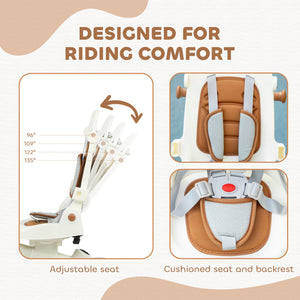 7 in 1 Tricycle with Safety Harness, Adjustable and Removable Parental Handle, Cream White