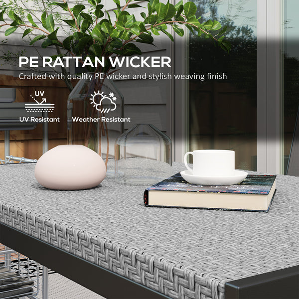Rectangular garden table with grey synthetic rattan top 
