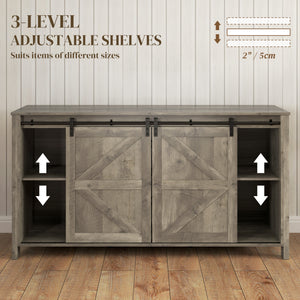 Country style sideboard with sliding doors, drawers and adjustable shelves, aged light grey