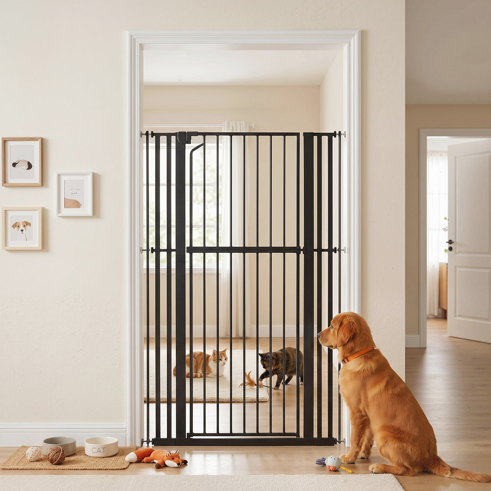 Extra-tall pet gate 63 in, adjustable width, black