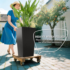 Set of 3 tall plant pots, black