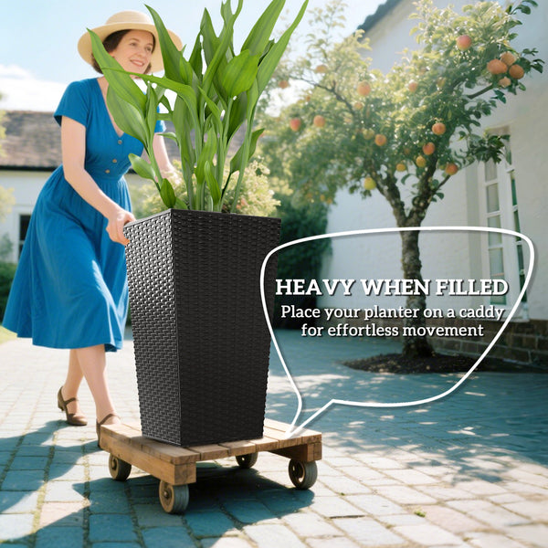 Set of 3 tall plant pots, black
