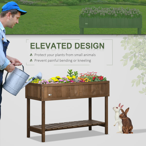 Raised wooden vegetable garden with 8 compartments, dark brown