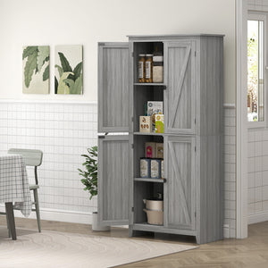 Storage unit with doors and shelves, gray