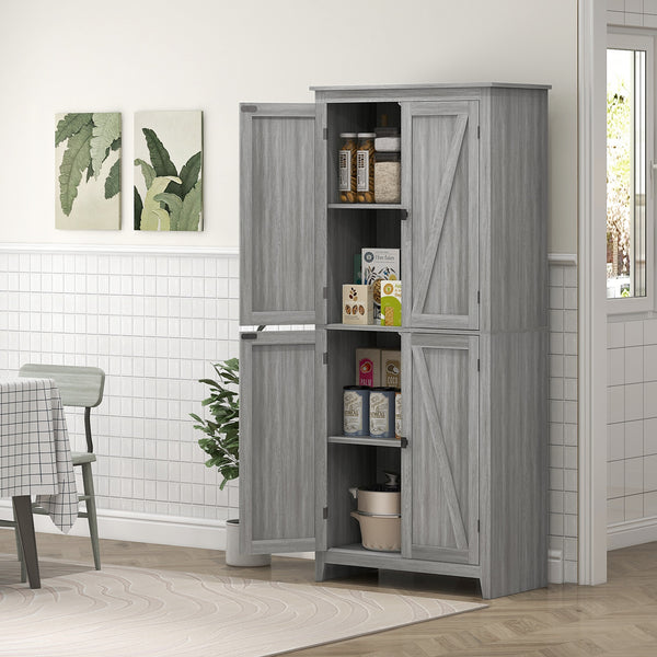 Storage unit with doors and shelves, gray