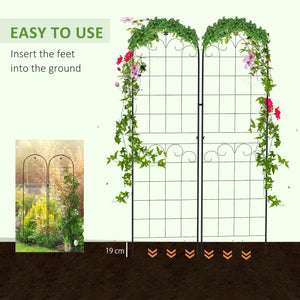 Set of 2 garden trellises for climbing plants, outdoor metal for terrace