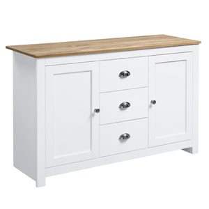 Modern sideboard with 3 drawers and adjustable shelves, white