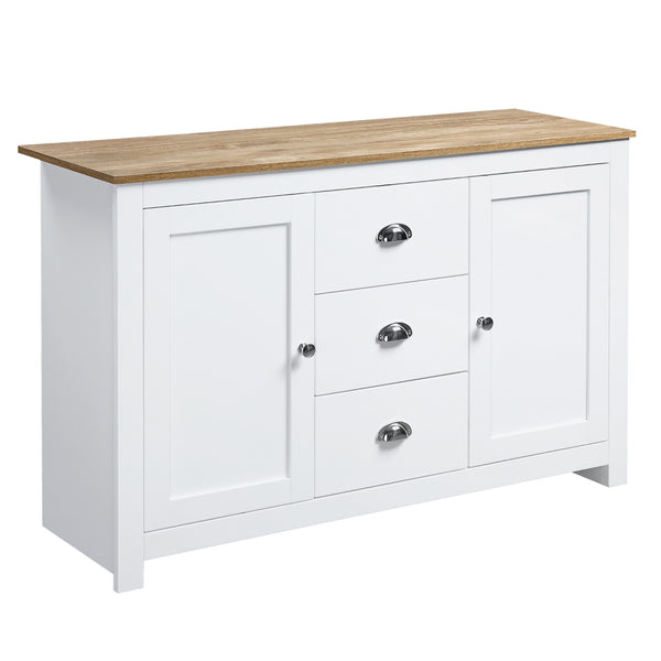 Modern sideboard with 3 drawers and adjustable shelves, white