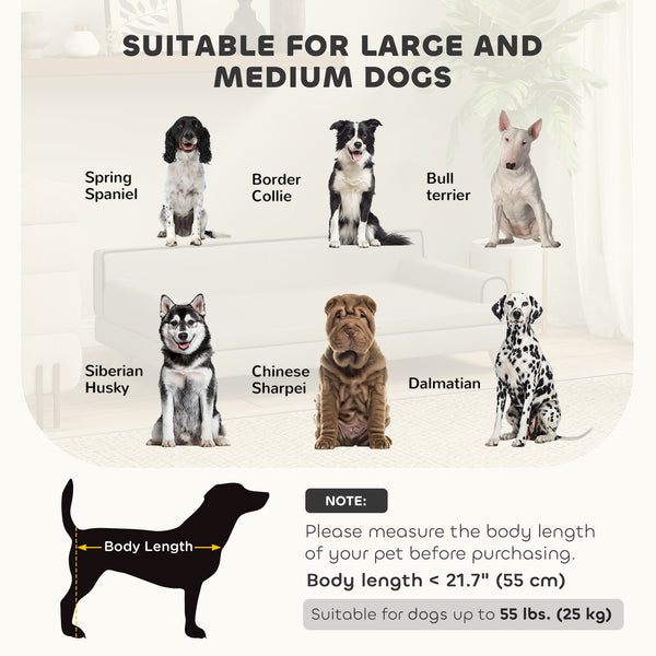 Raised Dog Bed for Medium and Large Dogs, Light Grey