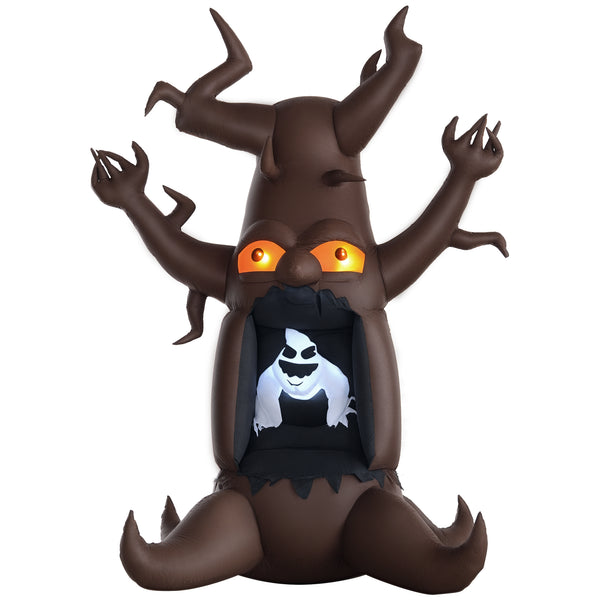 Halloween Inflatable Decoration Haunted Tree with White Ghost, Outdoor LED Display