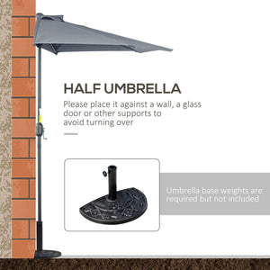 9-foot half-round parasol, grey 