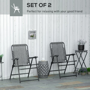 Set of 2 grey folding outdoor chairs
