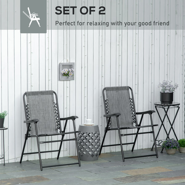 Set of 2 grey folding outdoor chairs