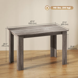 Kitchen table for 4 to 6 people, wood effect, light grey