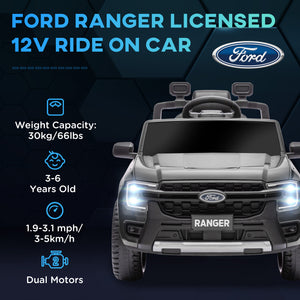 Ford Ranger 12V, Licensed with Rear Storage, Remote Control, Grey