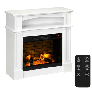 700W/1400W Electric Fireplace with White Mantel