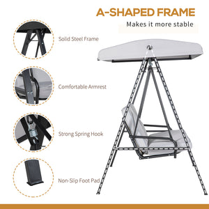 2-seater swing with adjustable canopy, grey
