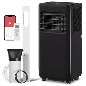4-in-1 10,000 BTU Portable Air Conditioner with Cooling, Dehumidification, Fan, Sleep Mode, Wi-Fi Voice Remote Control, Black