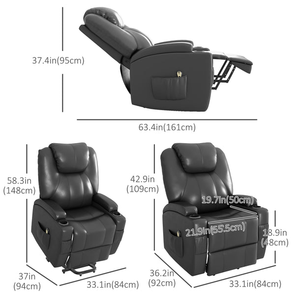 Electric Recliner Chair for Seniors with Footrest, Gray
