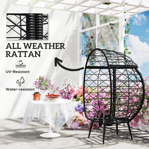 Rattan egg chair with cushions and cup holder, grey
