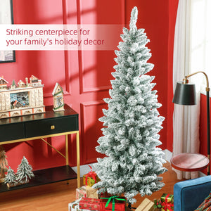 6ft Green Frosted Pencil Christmas Tree with 479 Branches and Metal Base