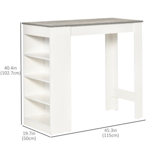Bar table with 4 storage shelves, grey