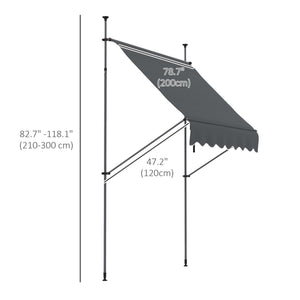 6.6 x 3.9 ft manual retractable awning, dark grey