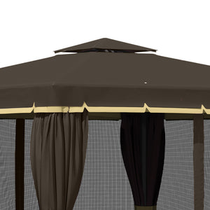 10 x 10 2-tier gazebo with zippered mesh side panels and aluminum frame
