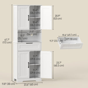 Kitchen sideboard with small open counter, 4 doors, drawer, white