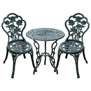 3 Piece Patio Bistro Table and Chair Set Antique Green