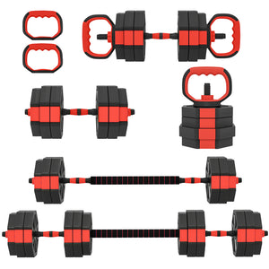 55 lb 6-in-1 Adjustable Dumbbell Set with Barbell, Kettlebell, and Push-up Stands