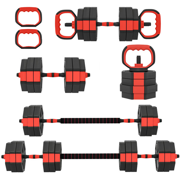 55 lb 6-in-1 Adjustable Dumbbell Set with Barbell, Kettlebell, and Push-up Stands