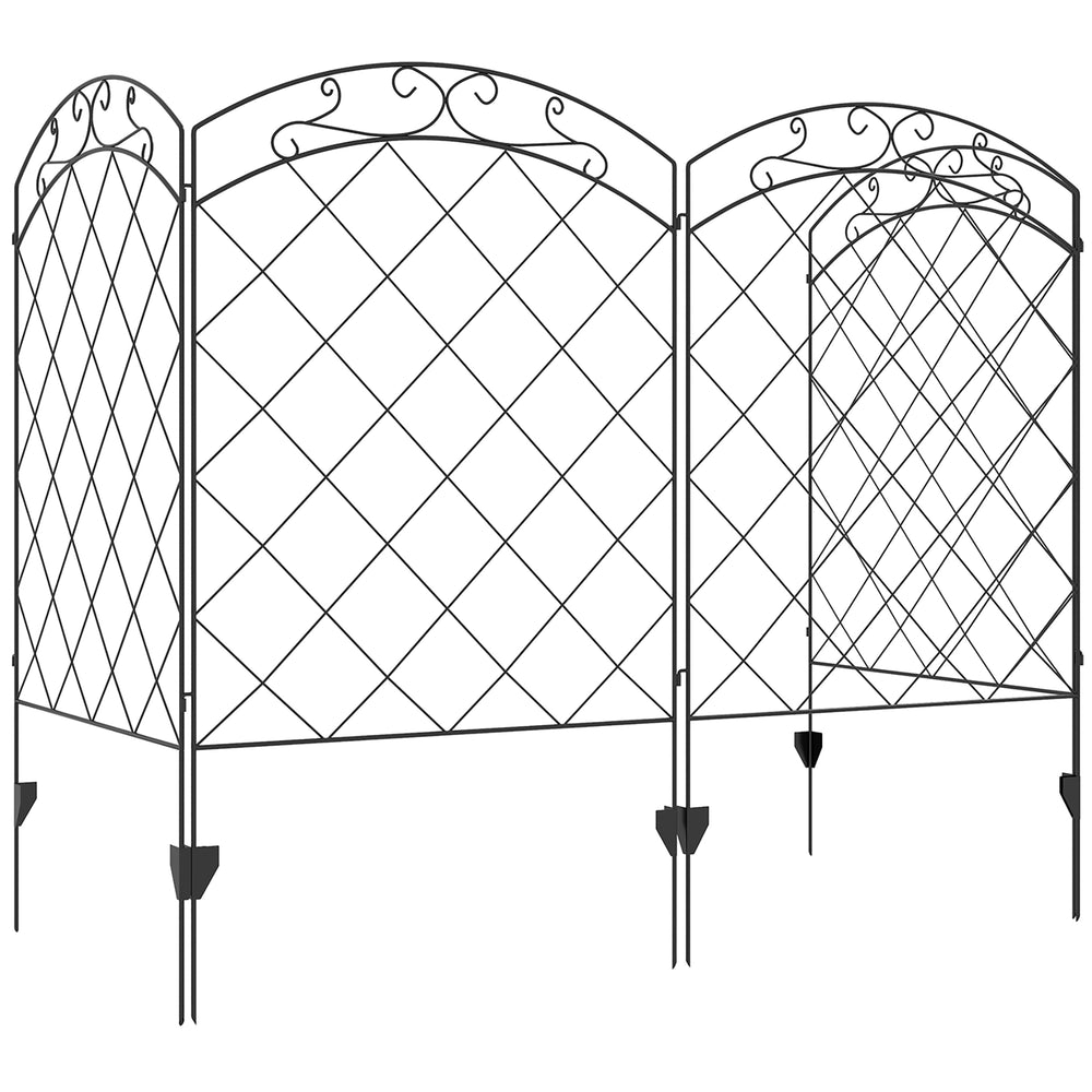 Set of 4 decorative garden fence panels, black