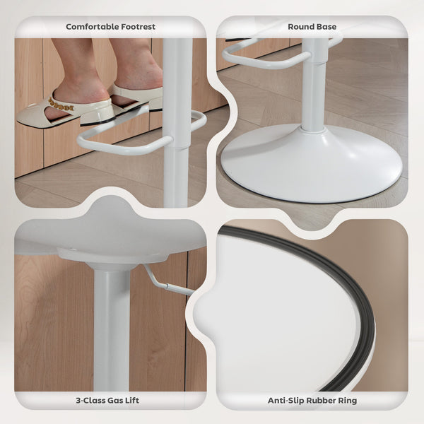 Set of 2 bar stools with swivel seats in faux leather, white